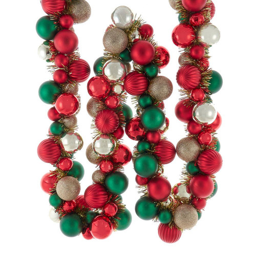 Red, Green & Gold Ball With Tinsel Garland