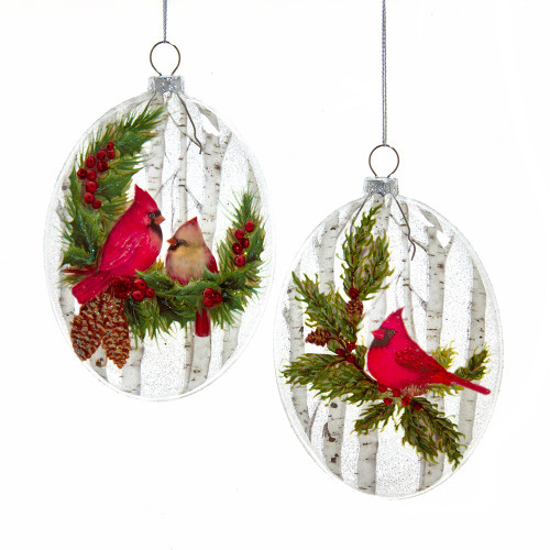Glass Cardinal Ornaments, 2 Assorted