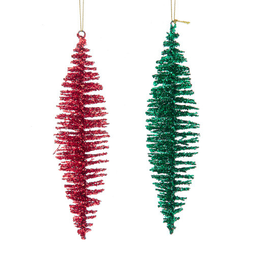 Red & Green Drop Ornaments, 2 Assorted