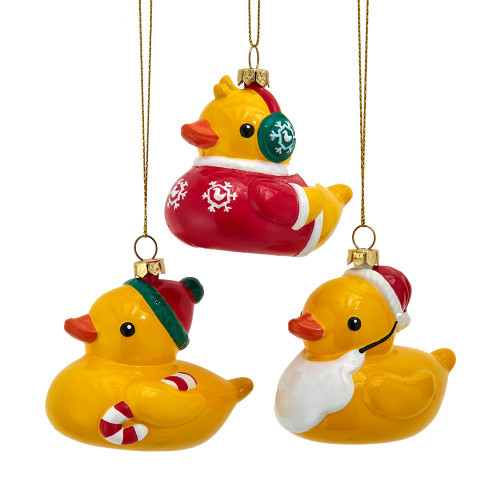 Christmas Rubber Duck Ornaments, 3 Assorted