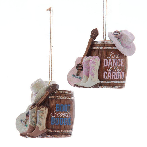 Cowboy Boots With Sayings Ornaments, 2 Assorted
