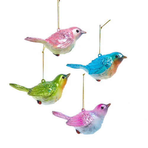 Colorful Bird Ornaments, 4 Assorted
