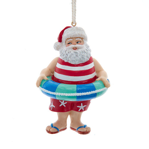 Beach Santa In Tube Ornament