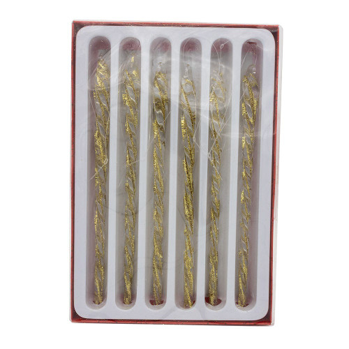 Glass Gold Twist Icicles, 6-Piece Gift Box