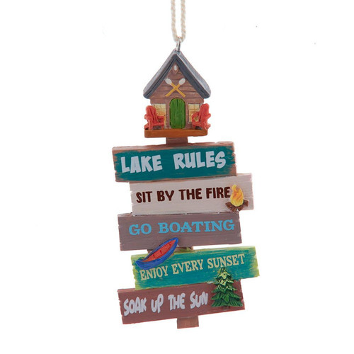 Lake Pole With Signs Ornament