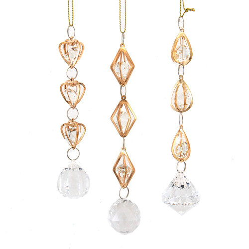 Clear & Gold Ornaments, 3 Assorted