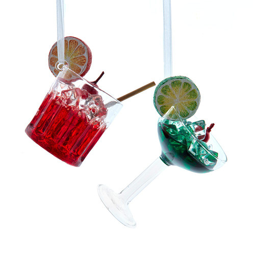Glass Cocktail Drink Ornaments, 2 Assorted