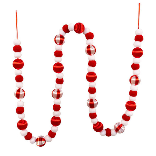 6' Red & White Ball Garland