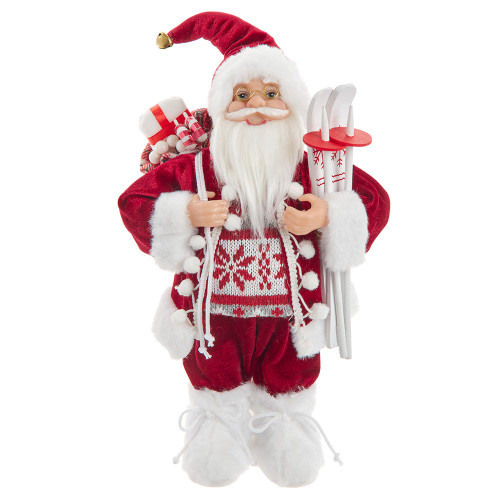 12“ Standing Christmas Santa With Skis