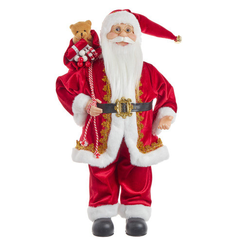 12“ Standing Christmas Santa With Sack & Belt