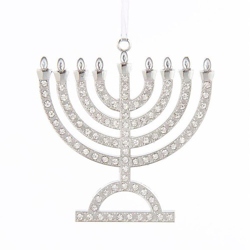 Silver Menorah Ornament