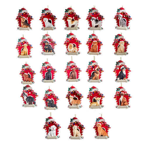 Dog With Doghouse Ornaments For Personalization, 23 Assorted