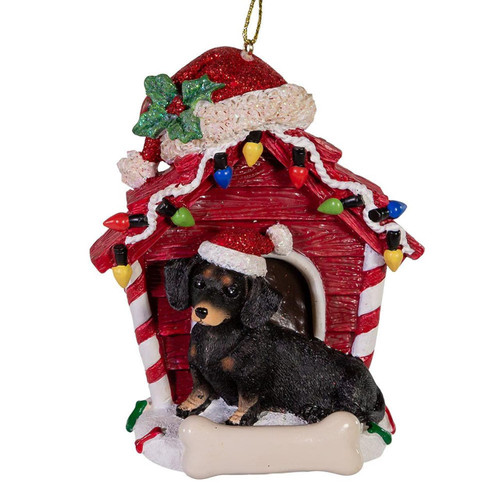 Dachshund With Dog House Ornament For Personalization