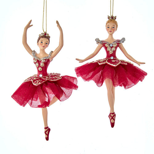 Regal Red Ballerina Ornaments, 2 Assorted