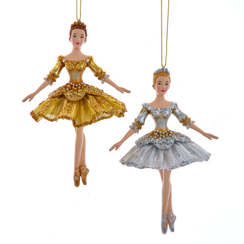 Ombré Gold & Silver Ballerina Ornaments, 2 Assorted