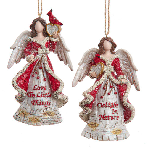Birch Berries Faceless Angel Ornaments, 2 Assorted