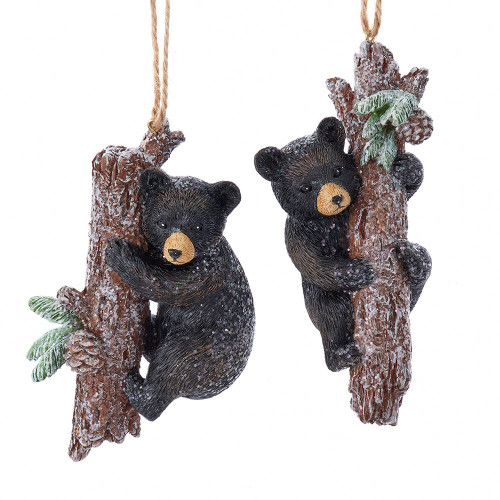 Black Bear With Mica Ornaments, 2 Assorted