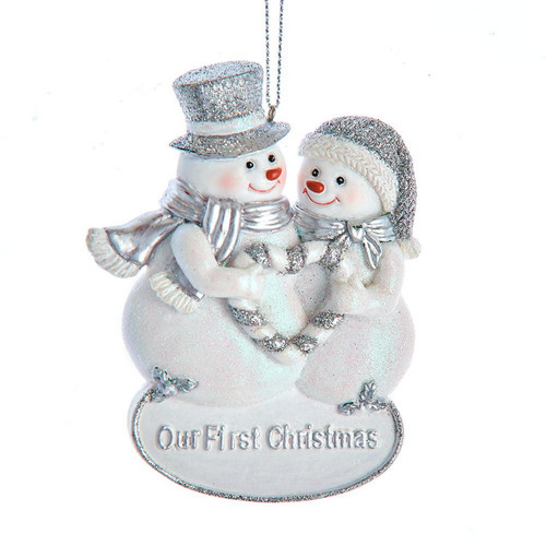 White & Silver “Our 1st Christmas“ Snow Couple Ornament