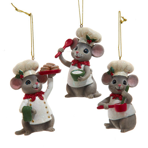 Nostalgic Mouse Chef Ornaments, 3 Assorted
