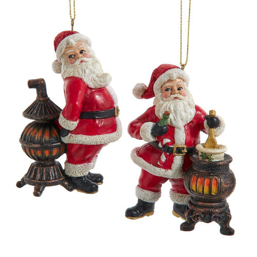 Traditional Nostalgic Santa With Stove Ornaments, 2 Assorted