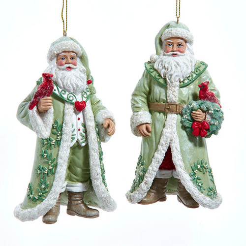 Mistletoe Santa Ornaments, 2 Assorted