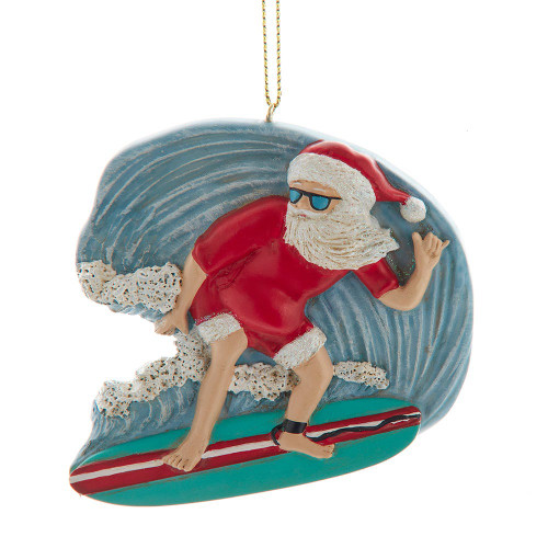 Surfing Santa Ornament For Personalization