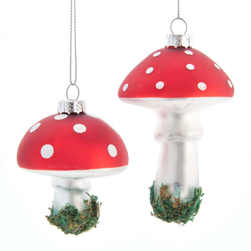 Glass Mushroom Ornaments, 2 Assorted