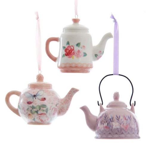 Boho Chic Teapot Ornaments, 3 Assorted
