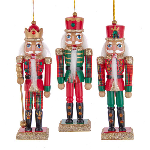 6“ Traditional Plaid Nutcracker Ornaments, 3 Assorted