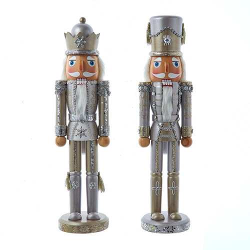 15“ Platinum & Silver Nutcrackers, 2 Assorted