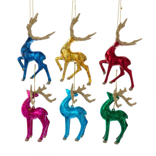 Bright Color Reindeer Ornaments, 6 Assorted