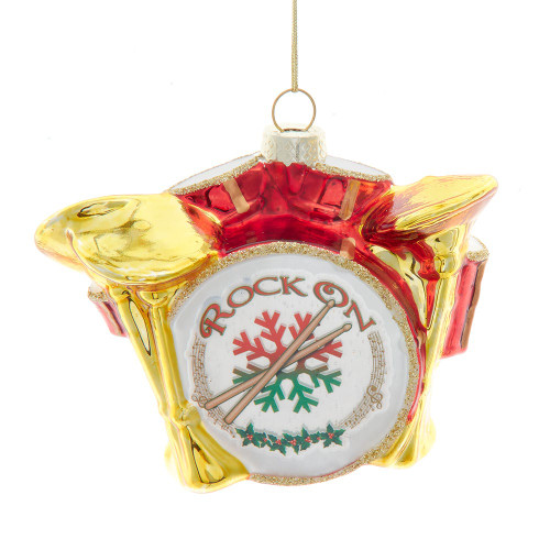 Glass “Rock On“ Drum Set Ornament