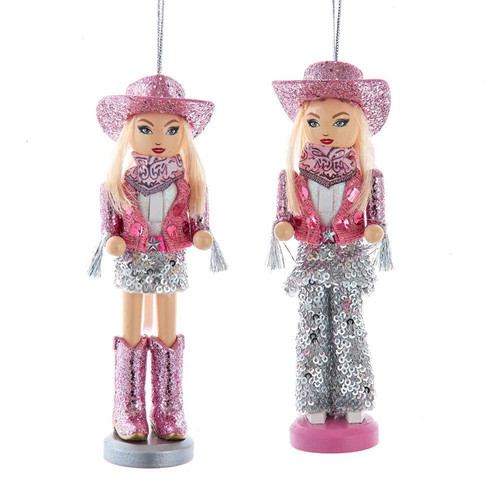 6“ Honky Tonk Cowgirl Nutcracker Ornaments, 2 Assorted
