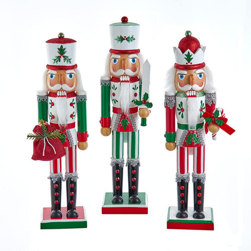 15“ Jolly Red & Green Nutcrackers, 3 Assorted