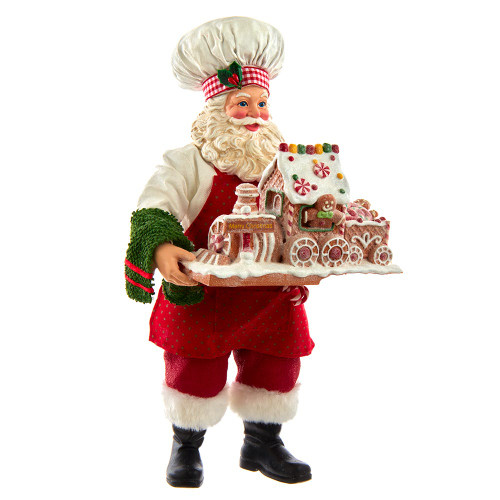 11“ Fabriché™ Chef Santa with Gingerbread Train