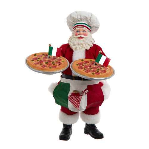 11“ Fabriché™ Chef Santa With Two Pizza's