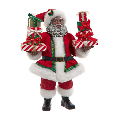 10.5“ Fabriché™ African American Santa With Gifts