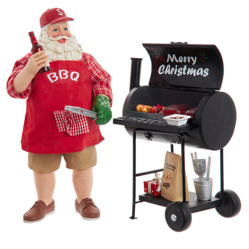 10.75“ Fabriché™ Santa With Barbecue Grill, 2-Piece Set