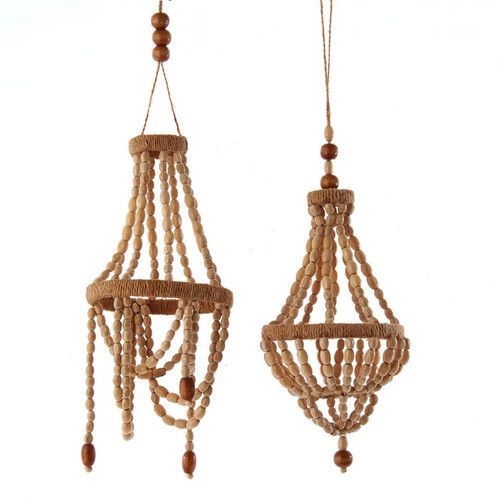 Wooden Beaded Chandelier Ornaments, 3 Assorted