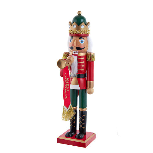 15“ Red & Green With Horn Nutcracker