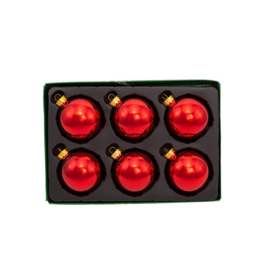 65MM Glass Shiny Red Ball Ornaments, 6-Piece Box
