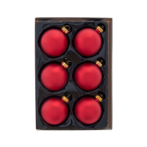 65MM Glass Matte Red Ball Ornaments, 6-Piece Box