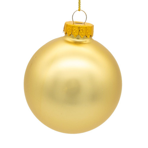 60MM Glass Matte Gold Ball Ornaments, 6-Pieces