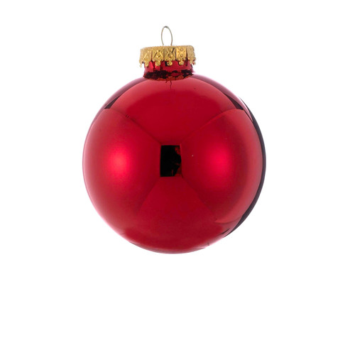 80MM Glass Shiny Red Ball Ornaments, 4-Piece Box