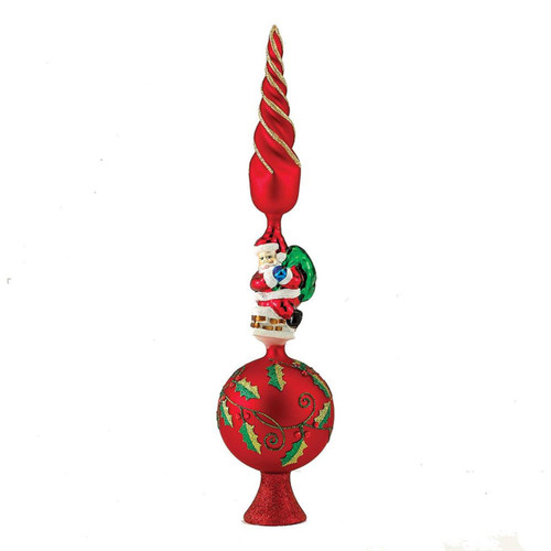 16“ Un-Lit Glass Santa Finial Treetop