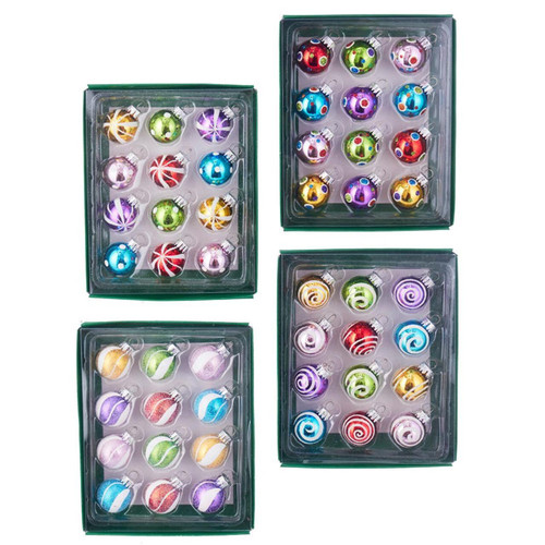 25MM Bright Multicolored Glass Ball Ornaments, 12-Piece Box