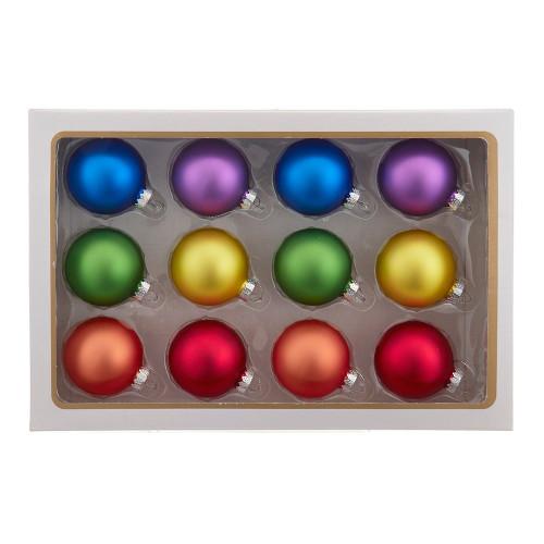 60MM Glass Rainbow Ball Ornaments, 12-Piece Box