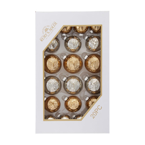 60MM-80MM Glass Shiny Silver & Gold Ball Ornaments, 20-Piece Box