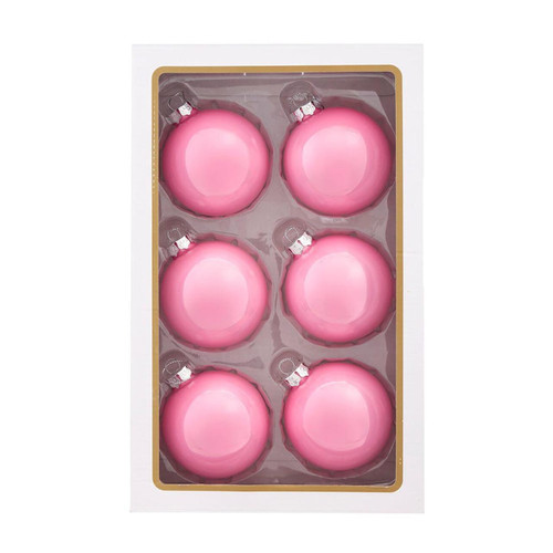 80MM Glass Pearlized Pink Ball Ornaments, 6-Piece Box