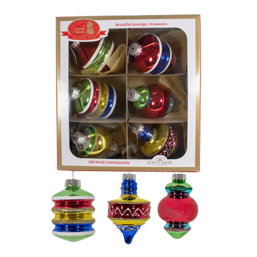 3.5“ Glass Early Years Ornaments, 6-Piece Box